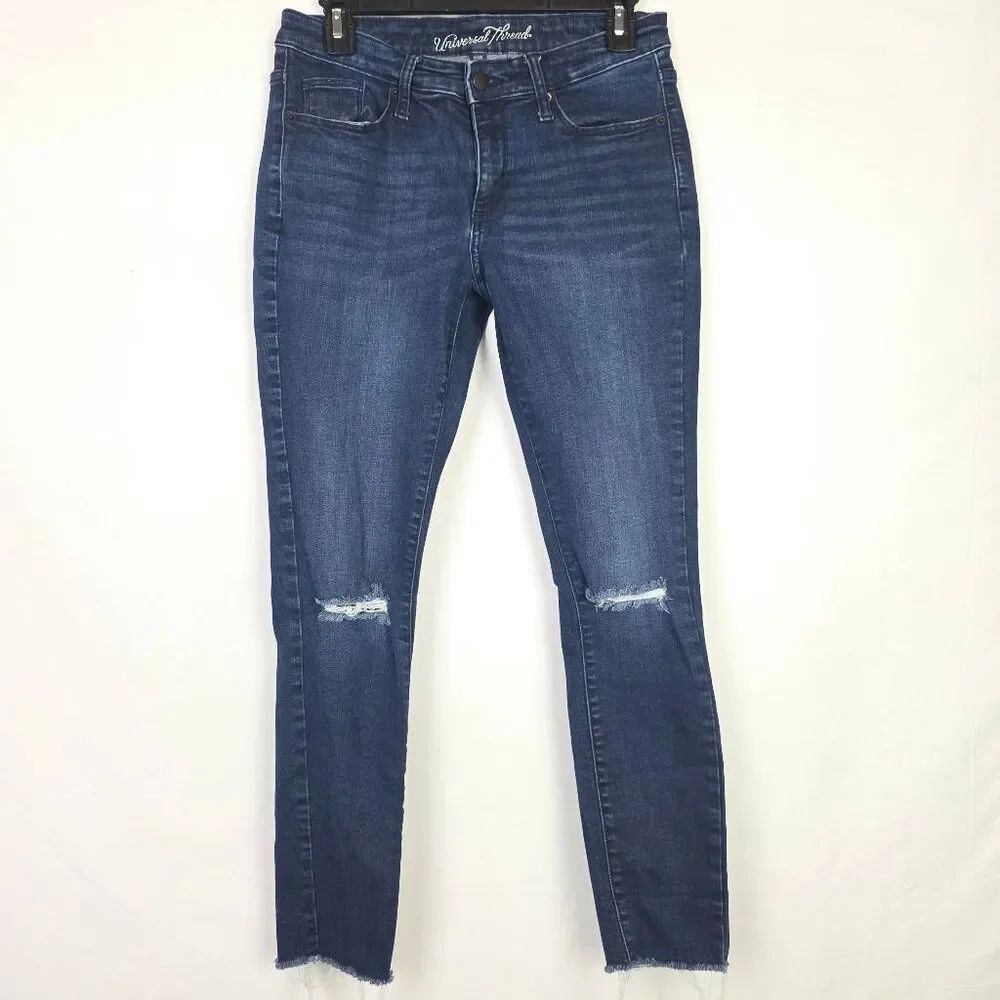 Universal Thread Mid Rise Skinny Distressed Jeans 6/28R - Picture 2 of 12